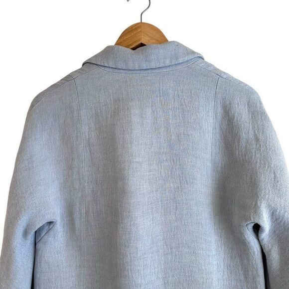Zara Women's Light Blue Linen Viscose Blend Coat Size Small - Picture 7 of 11
